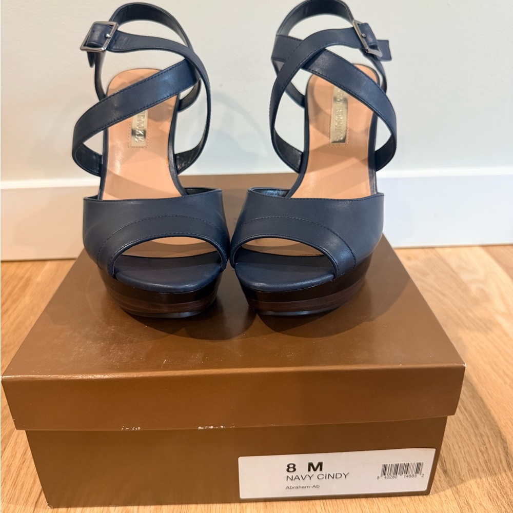Audrey Brooke Navy Strappy Platform Heels